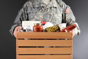 Soldier Holding Food Drive Box